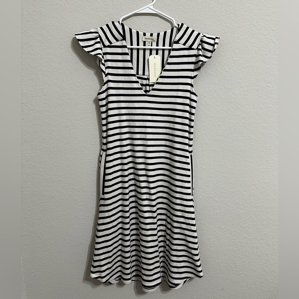 Monteau black and white striped dress